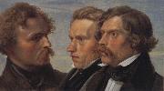 Julius Hubner Portrait of the Painters Carl Friedrich Lessing,Carl Sohn and Theodor Hildebrandt china oil painting reproduction